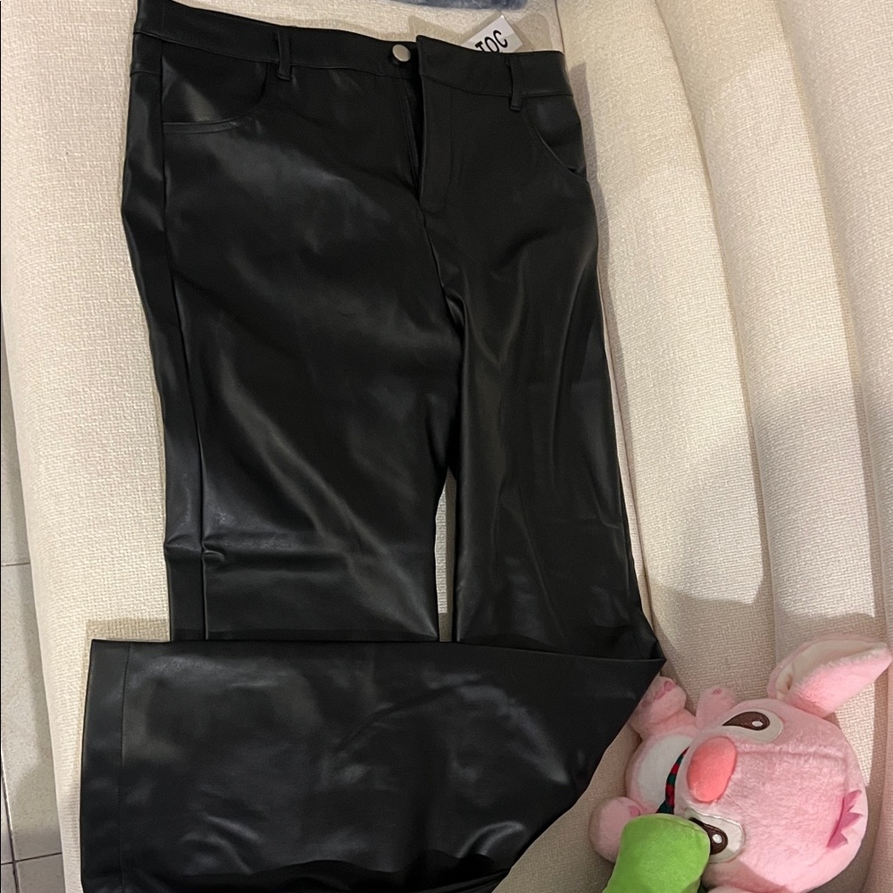 Chic Black Faux Leather Trousers